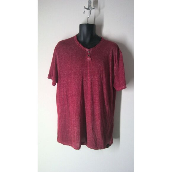 Lucky Brand Sheer Red Venice Burnout Henley T-Shirt Size L - Picture 1 of 3